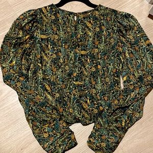 Gold Roush Print cuffed blouse